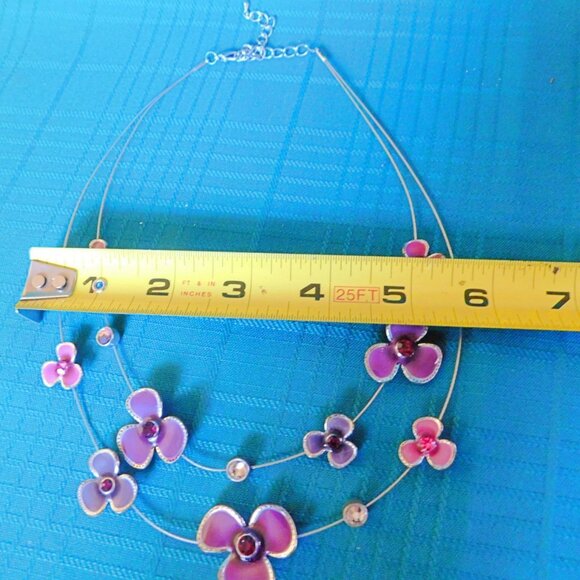 Vintage double necklace and earrings set violets and gems costume jewelry VGU - Picture 6 of 7